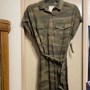 SO Camouflage Button-Up Shirt Dress